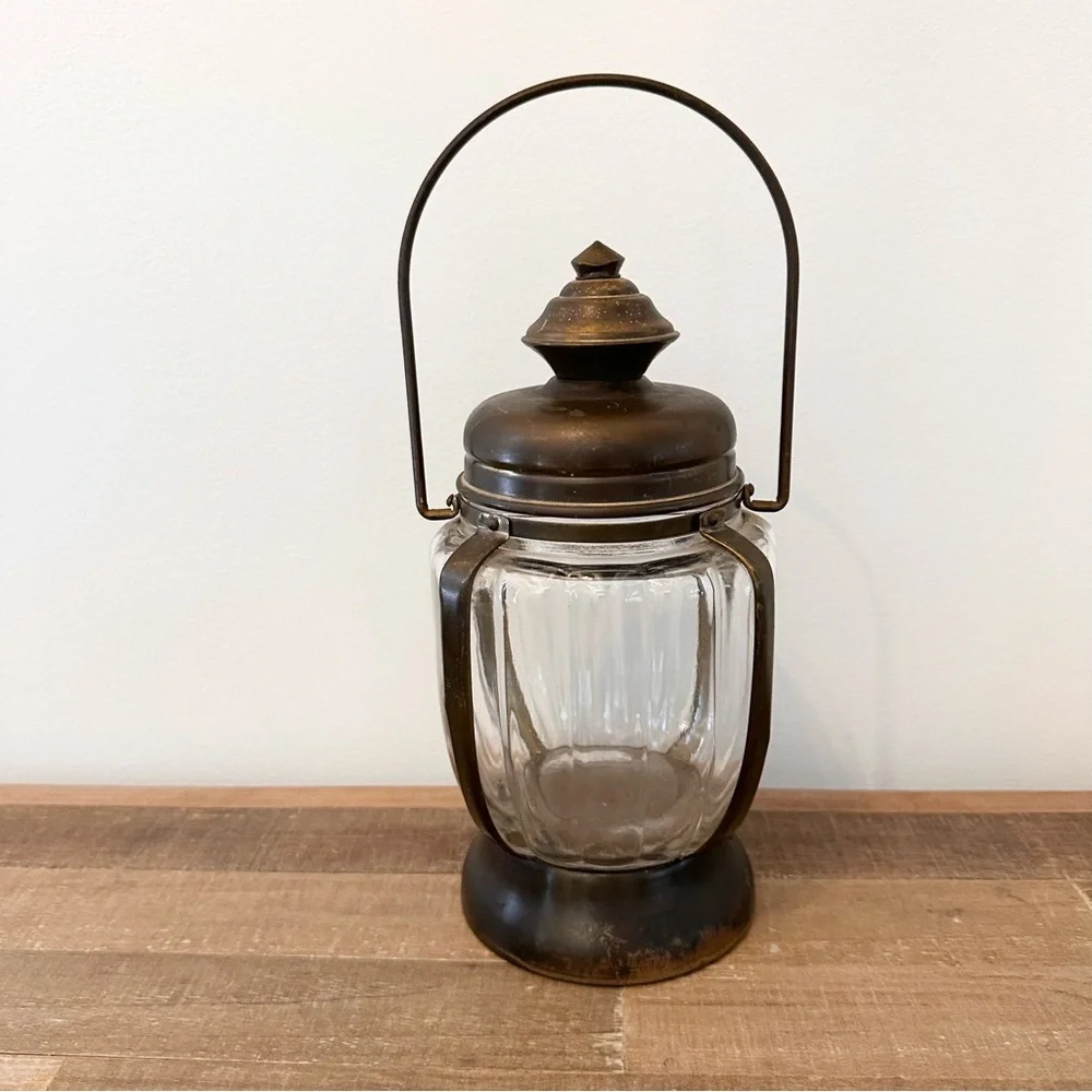 Vintage Tilso Brass & Glass Musical Box Lantern Plays Music Works Great Patina